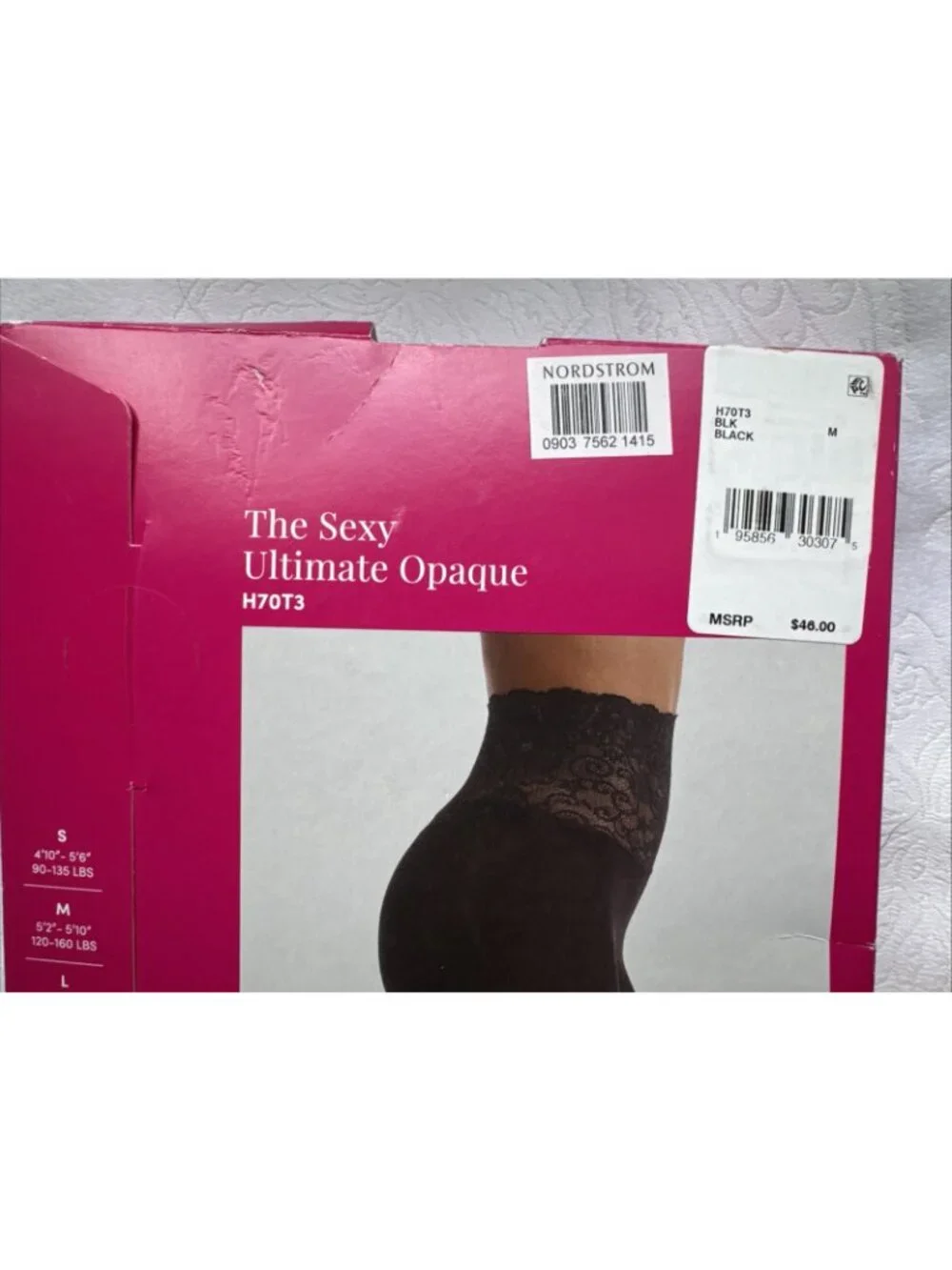 Commando The Sexy Ultimate Opaque Tights H70T3 Black M Medium High Lace NEW $46